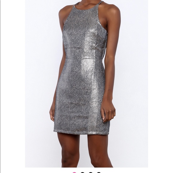 metallic bodycon mini dress